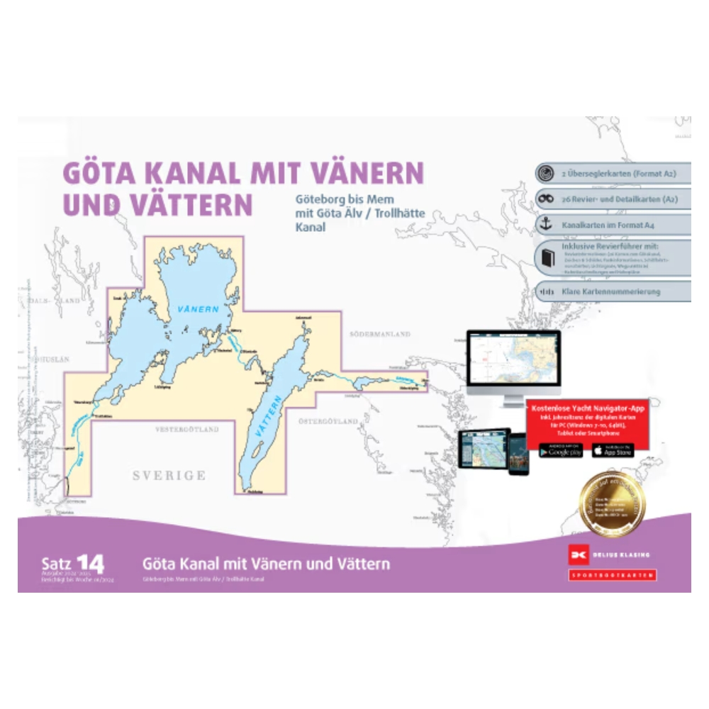 Kartensatz 14 Götakanal mit Vänern und Vättern (Ausgabe 2022/2023)