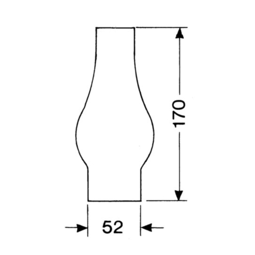Lampenzylinder f&uuml;r Petroleumlampe 52 x 170 mm (Wiener)